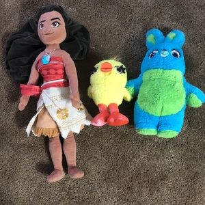 Disney stuffed animals: Moana and Toy Story 4 Ducky and Bunny